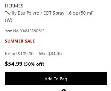 Hermes愛馬仕Twilly絲巾椒香版EDT香水50ml降至5折價$54.99